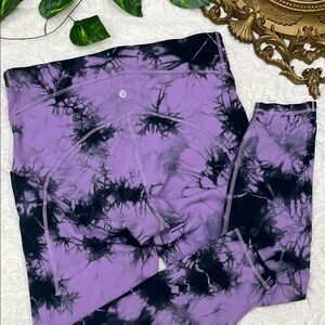 Lululemon Purple and Black Tie Dye Leggings